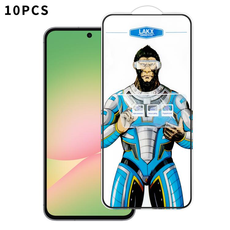 For Samsung Galaxy A56 5G 10pcs Blue Gorilla Anti-fingerprint Anti-static Silk Screen HD Electroplated Tempered Glass Film