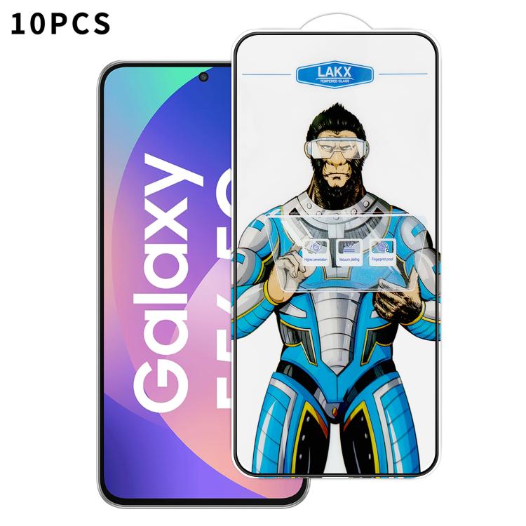 For Samsung Galaxy F56 5G 10pcs Blue Gorilla Anti-fingerprint Anti-static Silk Screen HD Electroplated Tempered Glass Film