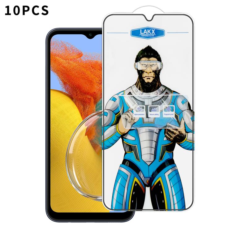 For Samsung Galaxy M14 5G 10pcs Blue Gorilla Anti-fingerprint Anti-static Silk Screen HD Electroplated Tempered Glass Film