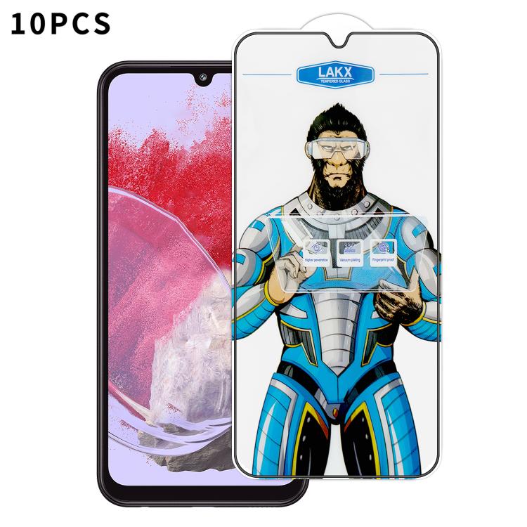 For Samsung Galaxy M34 5G 10pcs Blue Gorilla Anti-fingerprint Anti-static Silk Screen HD Electroplated Tempered Glass Film