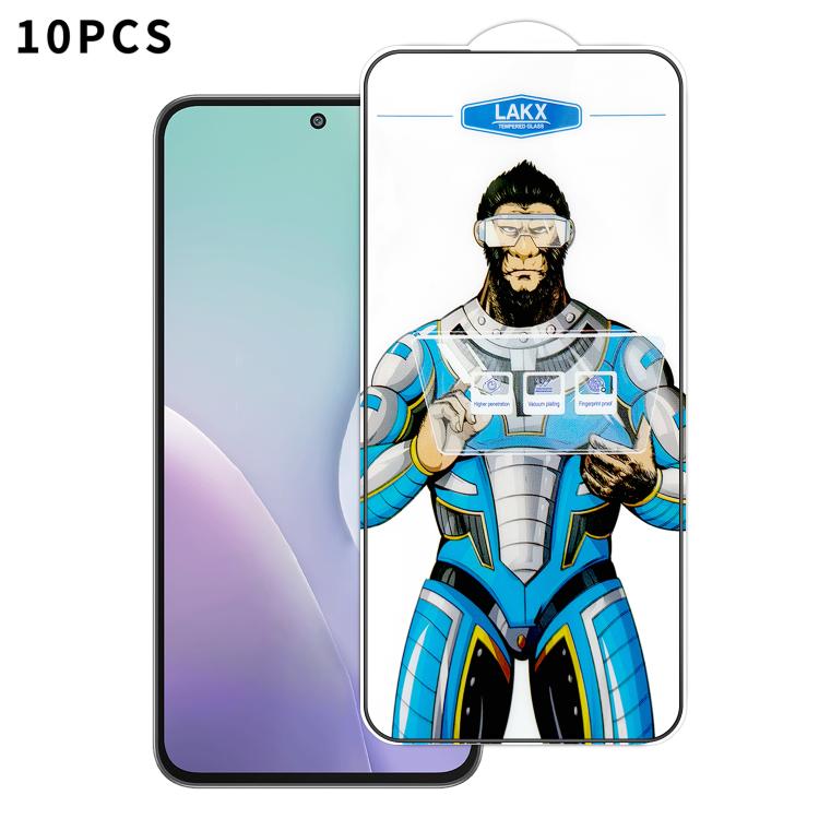 For Samsung Galaxy M56 5G 10pcs Blue Gorilla Anti-fingerprint Anti-static Silk Screen HD Electroplated Tempered Glass Film