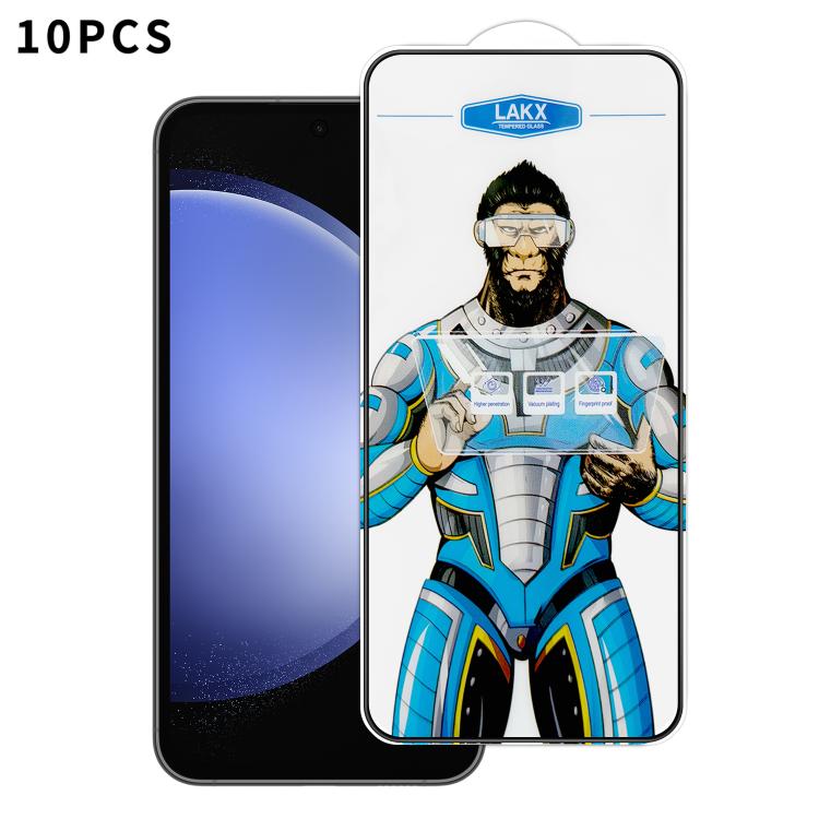 For Samsung Galaxy S23 FE 5G 10pcs Blue Gorilla Anti-fingerprint Anti-static Silk Screen HD Electroplated Tempered Glass Film