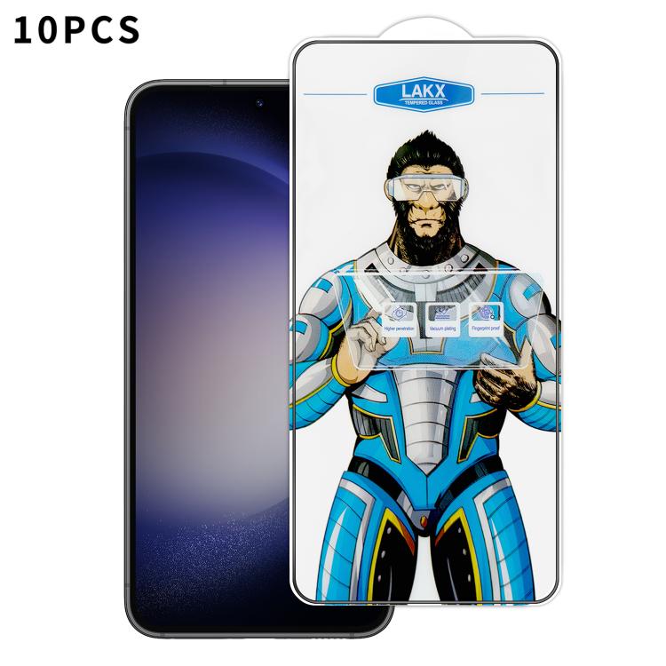 For Samsung Galaxy S23 5G 10pcs Blue Gorilla Anti-fingerprint Anti-static Silk Screen HD Electroplated Tempered Glass Film