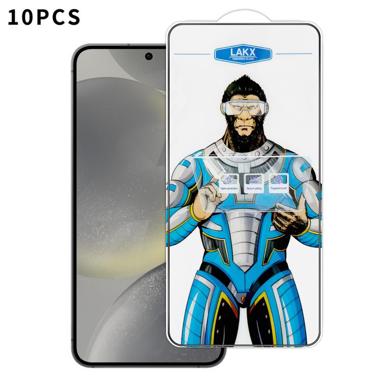 For Samsung Galaxy S24 5G 10pcs Blue Gorilla Anti-fingerprint Anti-static Silk Screen HD Electroplated Tempered Glass Film