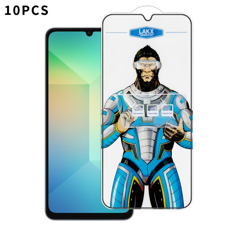 For Samsung Galaxy A06 10pcs Blue Gorilla Anti-fingerprint Anti-static Silk Screen HD Electroplated Tempered Glass Film