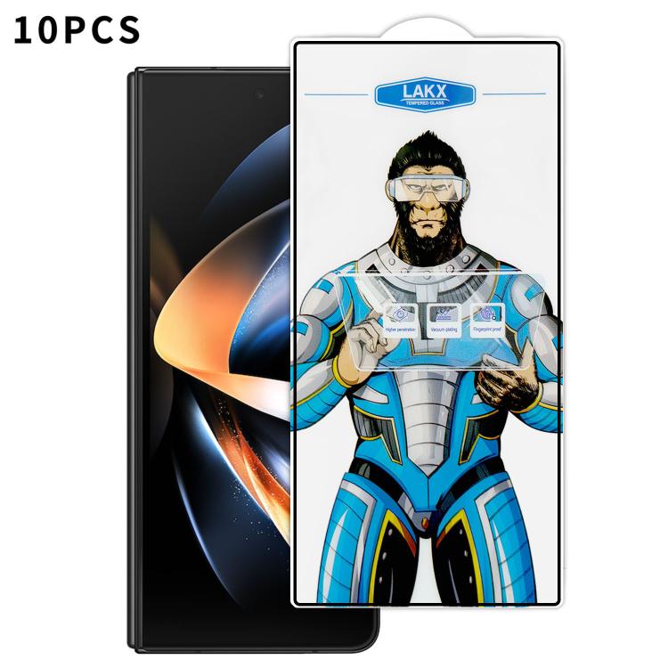 For Samsung Galaxy Z Fold4 10pcs Blue Gorilla Anti-fingerprint Anti-static Silk Screen HD Electroplated Tempered Glass Film
