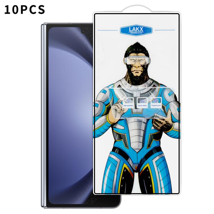 For Samsung Galaxy Z Fold5 10pcs Blue Gorilla Anti-fingerprint Anti-static Silk Screen HD Electroplated Tempered Glass Film