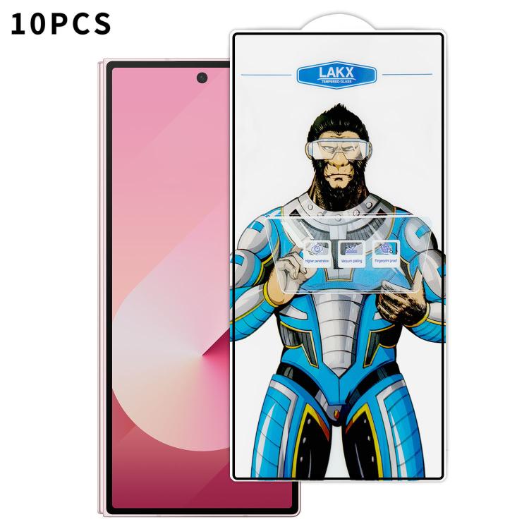 For Samsung Galaxy Z Fold6 10pcs Blue Gorilla Anti-fingerprint Anti-static Silk Screen HD Electroplated Tempered Glass Film
