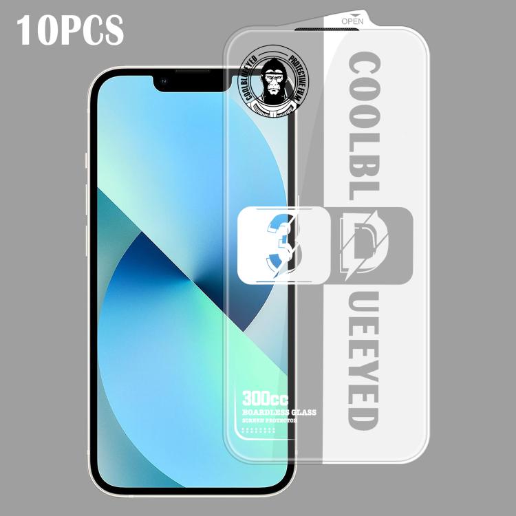 For iPhone 13 10pcs 300CC 3D Borderless Anti-Dust Mesh Anti-Static HD Tempered Glass Flim