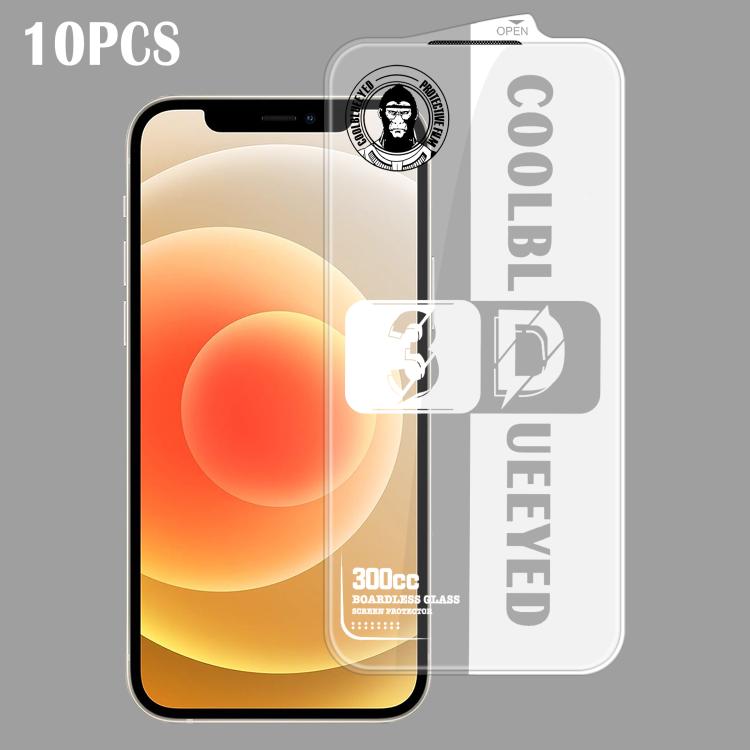 For iPhone 12 Pro 10pcs 300CC 3D Borderless Anti-Dust Mesh Anti-Static HD Tempered Glass Flim