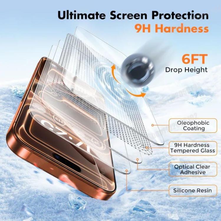 For iPhone 17 Pro 10pcs 300CC 3D Borderless Anti-Dust Mesh Anti-Static HD Tempered Glass Flim