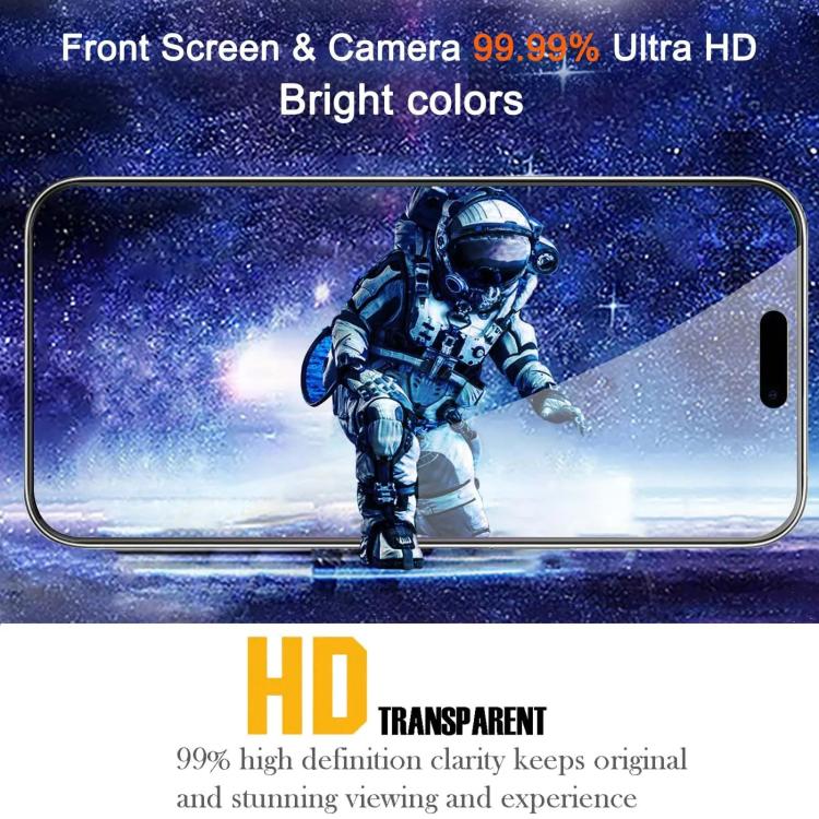For iPhone 15 Pro 10pcs 300CC 3D Borderless Anti-Dust Mesh Anti-Static HD Tempered Glass Flim