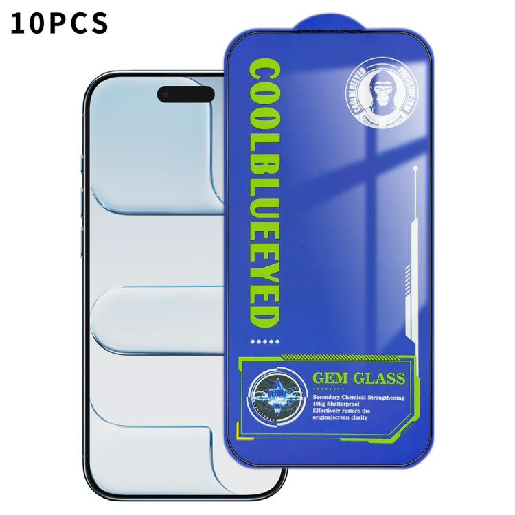 For iPhone Air 10pcs CoolBlueEyed Dustproof Mesh Anti-Static Silk Screen HD Tempered Glass Film