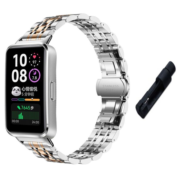 For Huawei Watch Band 11 / Band 11 Pro Seven Beads Butterfly Clasp Stainless Steel Watch Band with Removal Tool