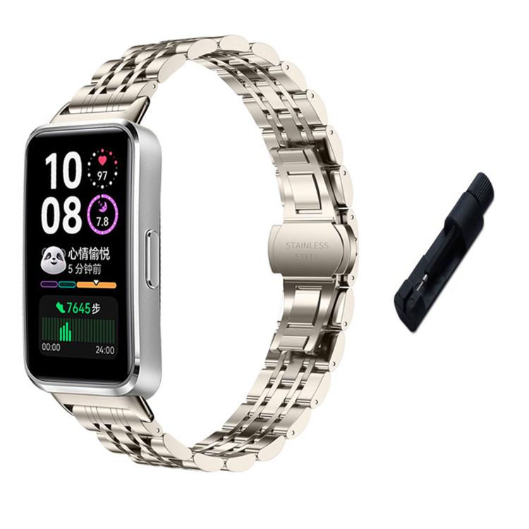 For Huawei Watch Band 11 / Band 11 Pro Seven Beads Butterfly Clasp Stainless Steel Watch Band with Removal Tool