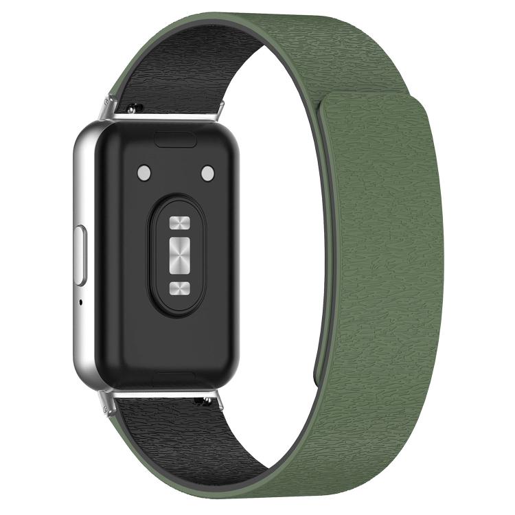 For Huawei Band 11 / Band 11 Pro Cloud Wood Grain Magnetic Silicone Watch Band