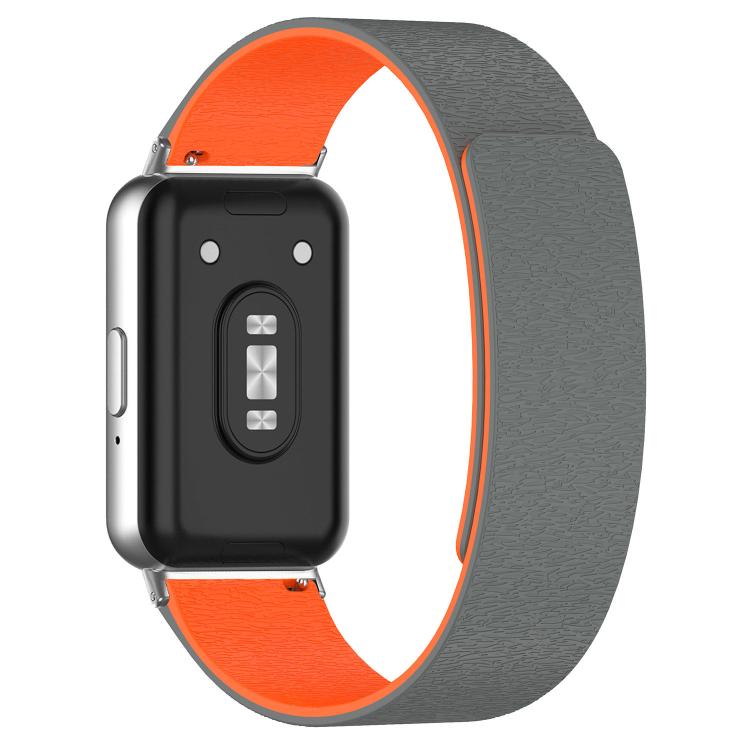 For Huawei Band 11 / Band 11 Pro Cloud Wood Grain Magnetic Silicone Watch Band