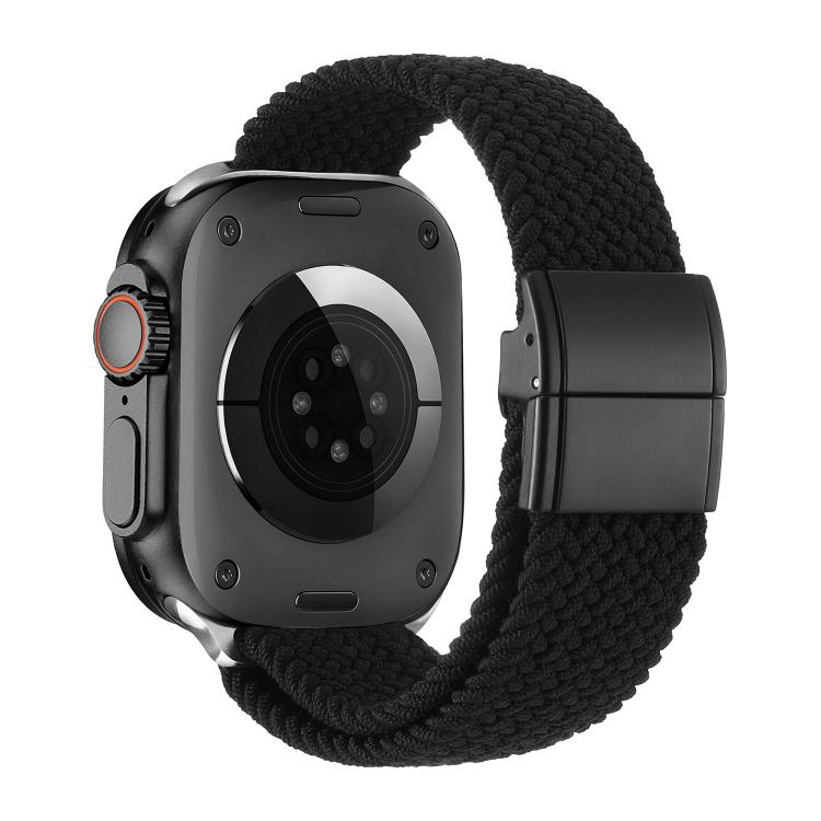 For Apple Watch 49mm / 46mm / 45mm / 44mm Metal Buckle Magnetic Clasp Nylon Woven Watch Band