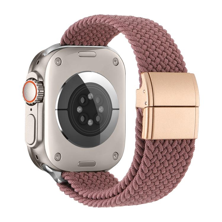 For Apple Watch 49mm / 46mm / 45mm / 44mm Metal Buckle Magnetic Clasp Nylon Woven Watch Band