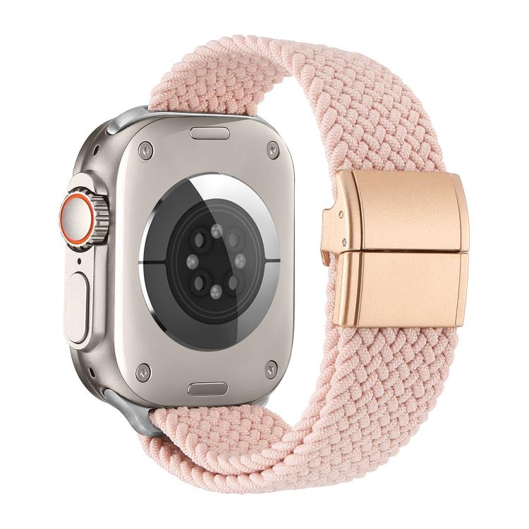 For Apple Watch 49mm / 46mm / 45mm / 44mm Metal Buckle Magnetic Clasp Nylon Woven Watch Band