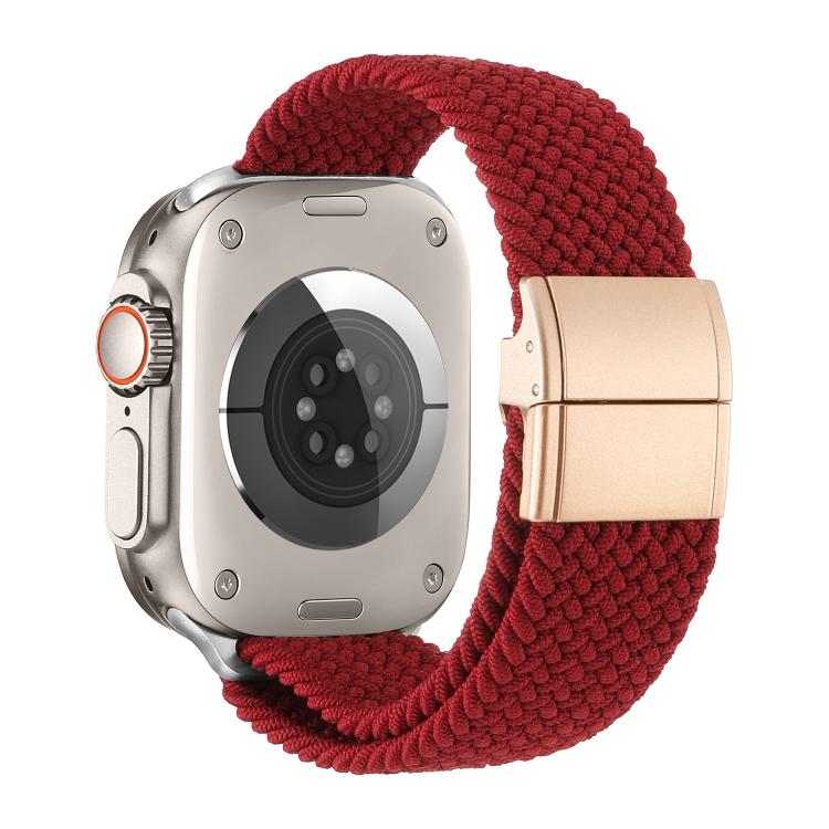 For Apple Watch 49mm / 46mm / 45mm / 44mm Metal Buckle Magnetic Clasp Nylon Woven Watch Band
