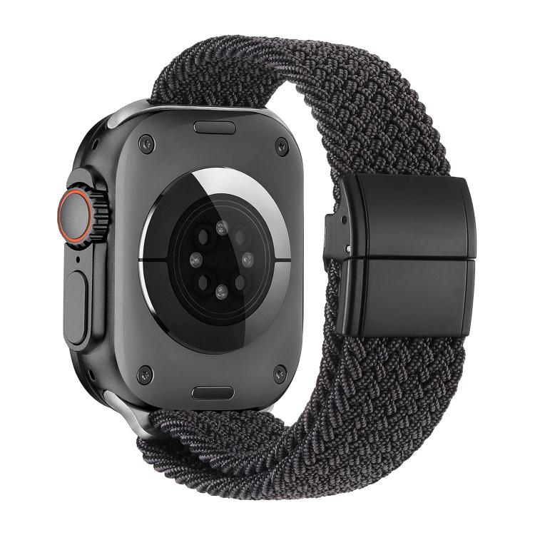 For Apple Watch 49mm / 46mm / 45mm / 44mm Metal Buckle Magnetic Clasp Nylon Woven Watch Band