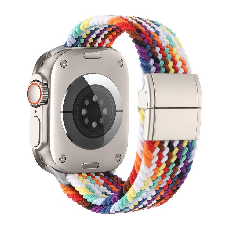 For Apple Watch 49mm / 46mm / 45mm / 44mm Metal Buckle Magnetic Clasp Nylon Woven Watch Band