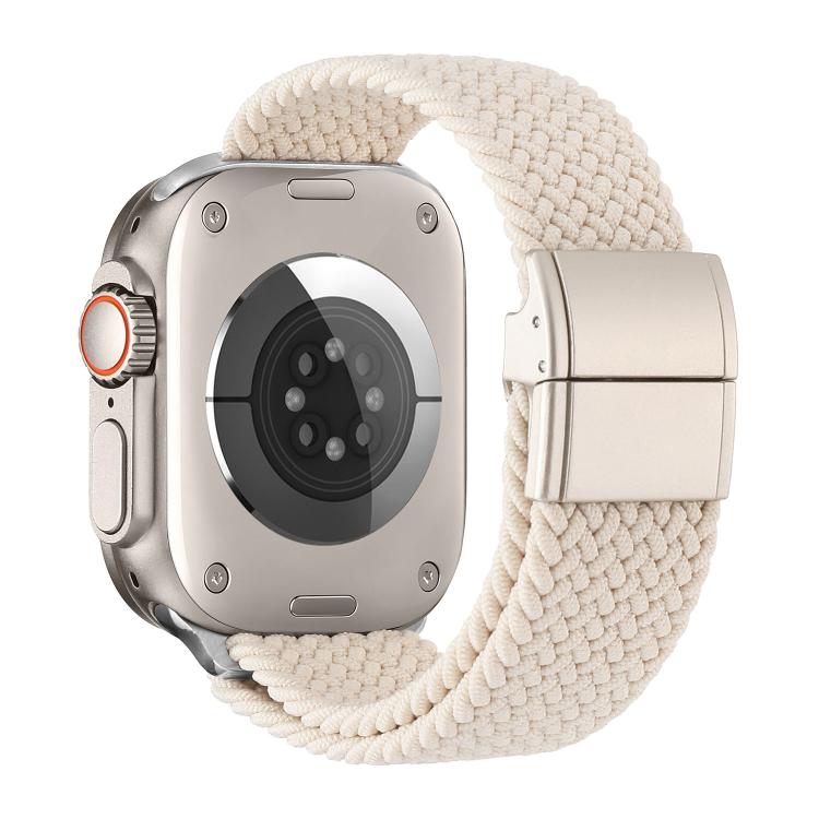 For Apple Watch 42mm / 41mm / 40mm / 38mm Metal Buckle Magnetic Clasp Nylon Woven Watch Band