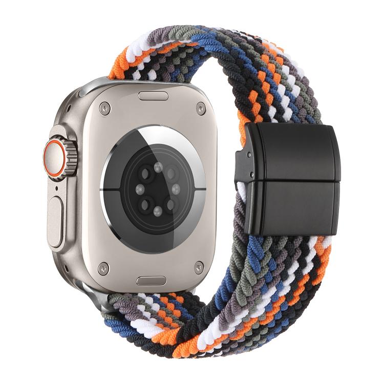 For Apple Watch 42mm / 41mm / 40mm / 38mm Metal Buckle Magnetic Clasp Nylon Woven Watch Band