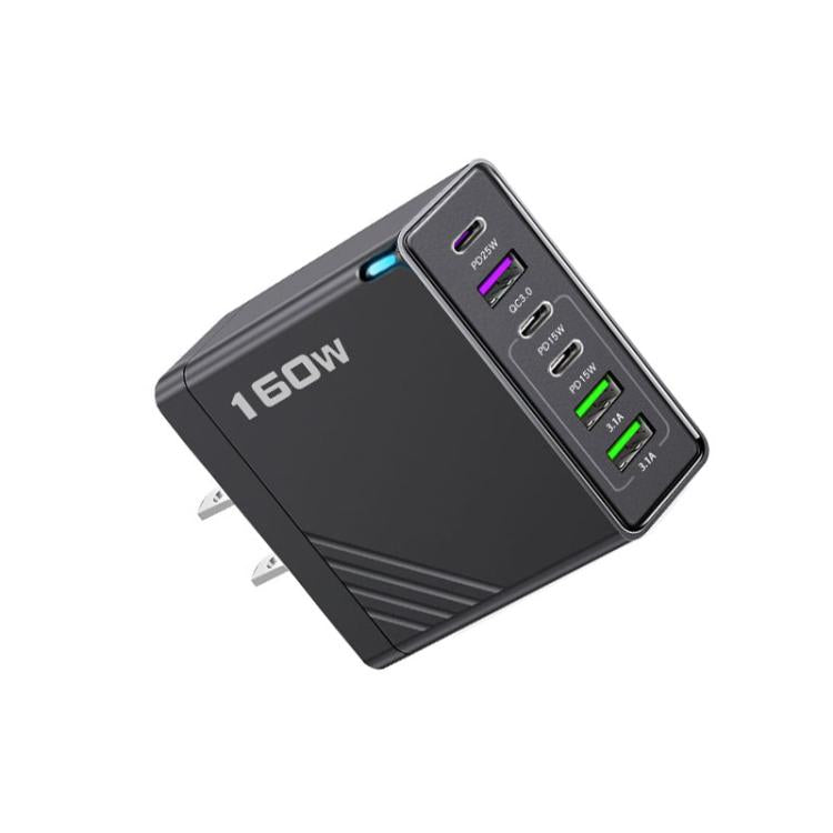 160W Type-C x 3, USB x 3 Multi Port Quick Charger for Tablets / Phones, US Plug