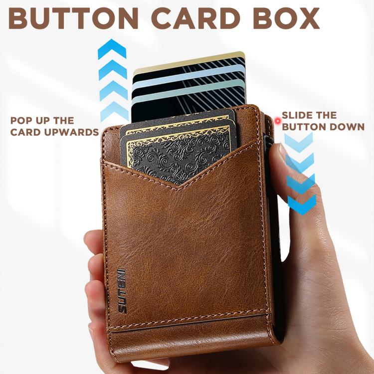 Suteni Oil Wax Pattern Multi-Card Slot Wallet Card Holder