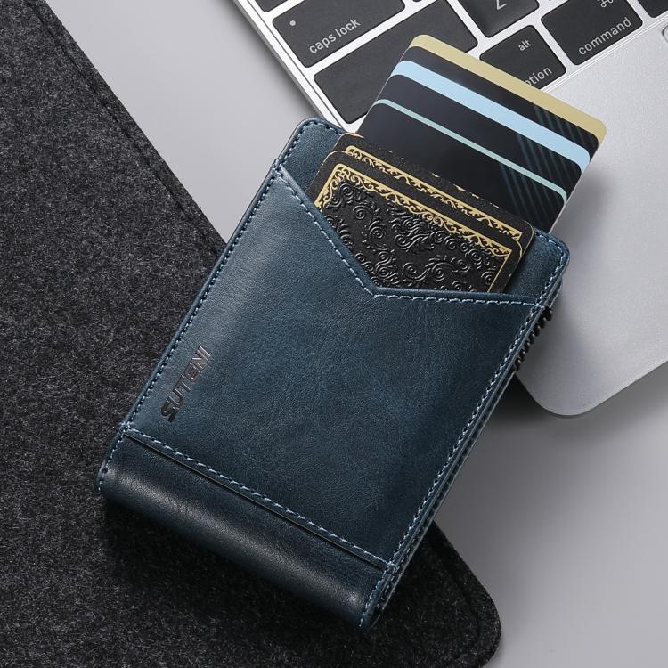 Suteni Oil Wax Pattern Multi-Card Slot Wallet Card Holder