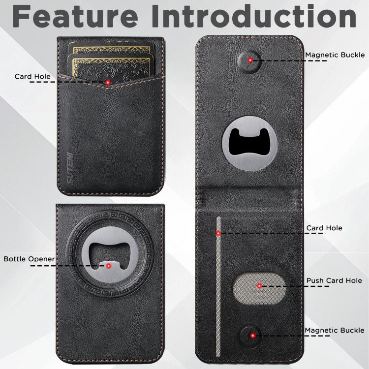 Suteni S5 Bottle Opener, Magnetic Card Holder with Card Slot