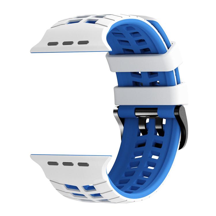 For Apple Watch 49mm / 46mm / 45mm / 44mm Double Holes Two Color Tire Texture Silicone Watch Band