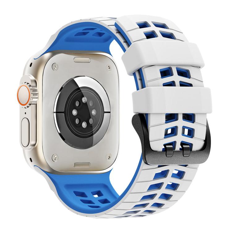 For Apple Watch 49mm / 46mm / 45mm / 44mm Double Holes Two Color Tire Texture Silicone Watch Band