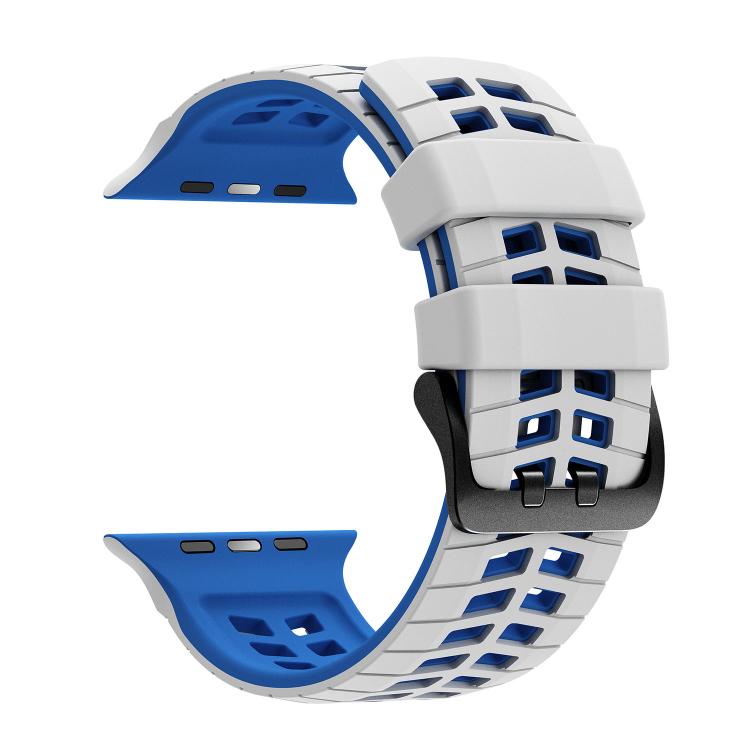 For Apple Watch 49mm / 46mm / 45mm / 44mm Double Holes Two Color Tire Texture Silicone Watch Band