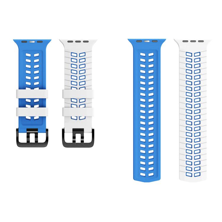 For Apple Watch 49mm / 46mm / 45mm / 44mm Double Holes Two Color Tire Texture Silicone Watch Band