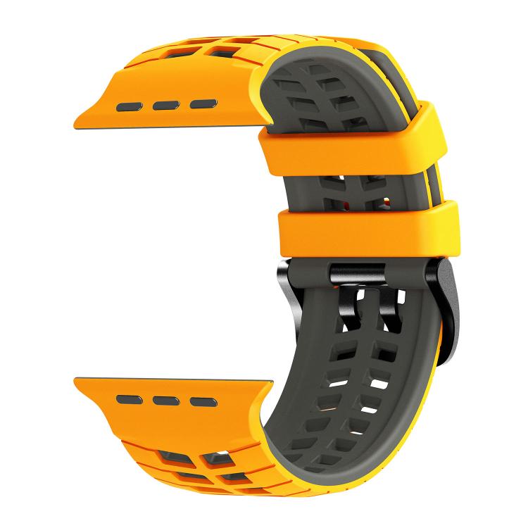 For Apple Watch 49mm / 46mm / 45mm / 44mm Double Holes Two Color Tire Texture Silicone Watch Band