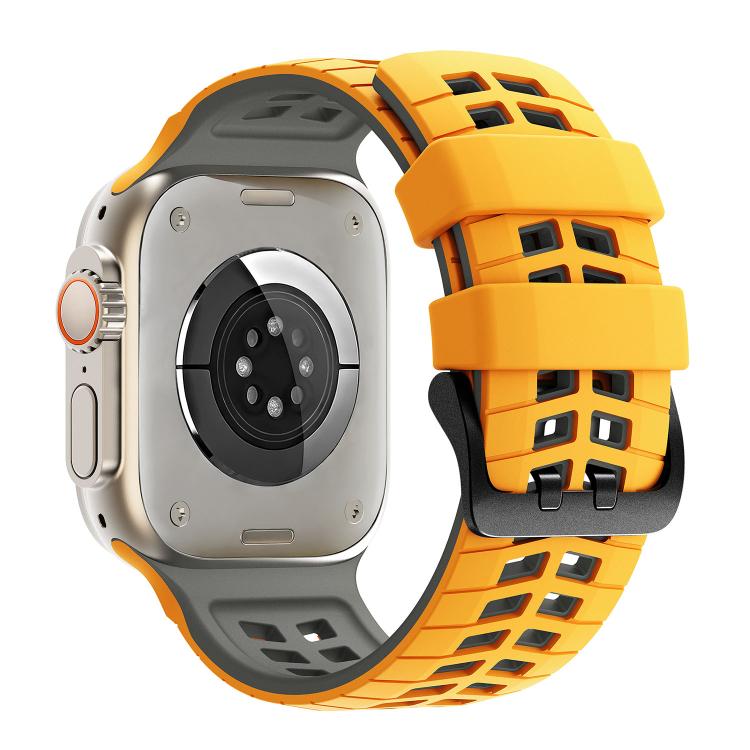 For Apple Watch 49mm / 46mm / 45mm / 44mm Double Holes Two Color Tire Texture Silicone Watch Band