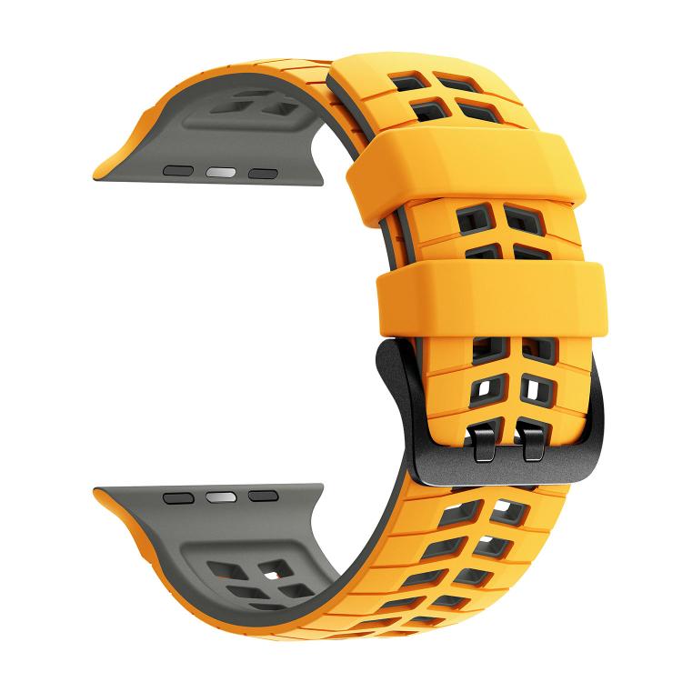 For Apple Watch 49mm / 46mm / 45mm / 44mm Double Holes Two Color Tire Texture Silicone Watch Band
