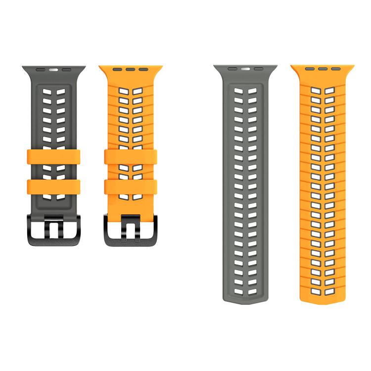 For Apple Watch 49mm / 46mm / 45mm / 44mm Double Holes Two Color Tire Texture Silicone Watch Band