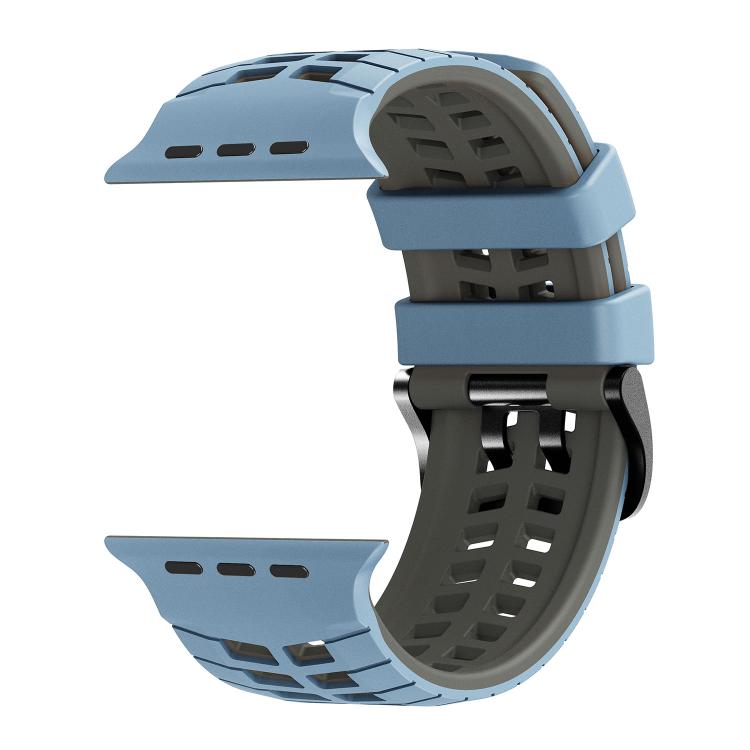 For Apple Watch 49mm / 46mm / 45mm / 44mm Double Holes Two Color Tire Texture Silicone Watch Band