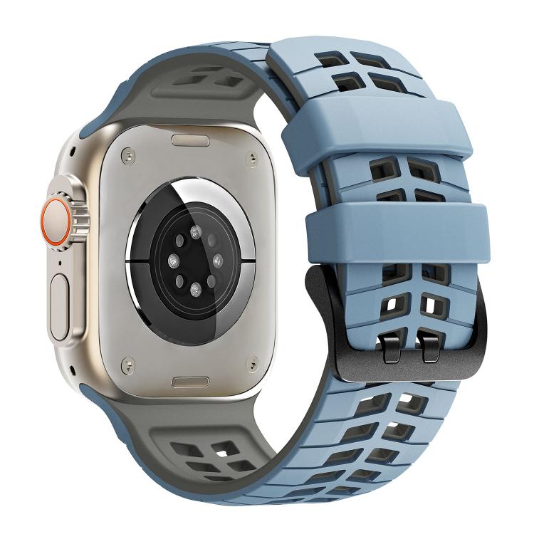 For Apple Watch 49mm / 46mm / 45mm / 44mm Double Holes Two Color Tire Texture Silicone Watch Band