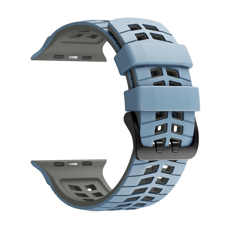 For Apple Watch 49mm / 46mm / 45mm / 44mm Double Holes Two Color Tire Texture Silicone Watch Band