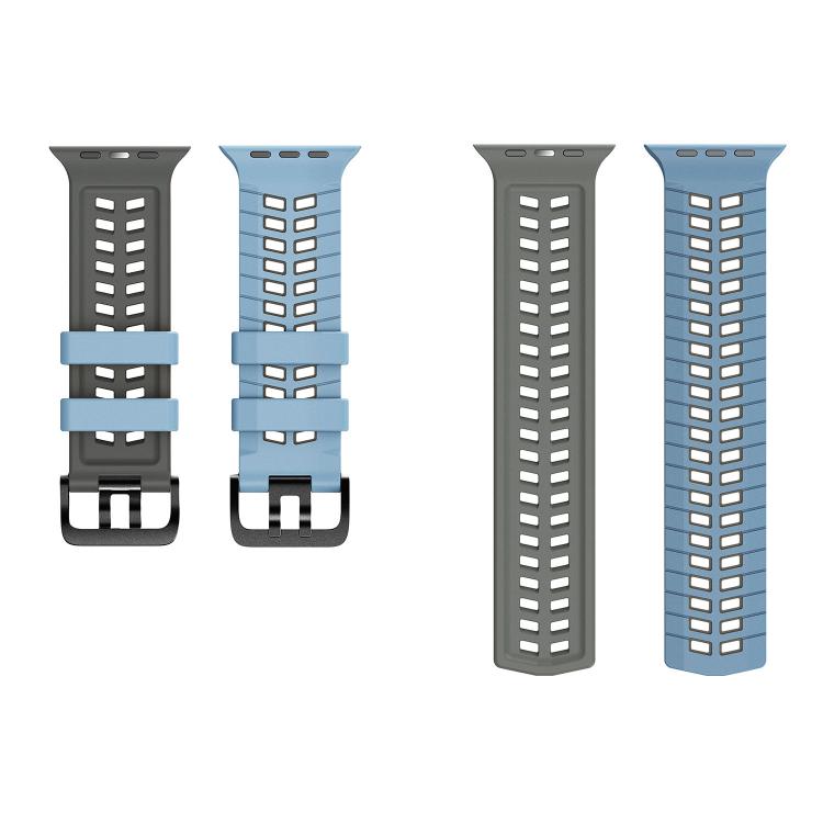 For Apple Watch 49mm / 46mm / 45mm / 44mm Double Holes Two Color Tire Texture Silicone Watch Band