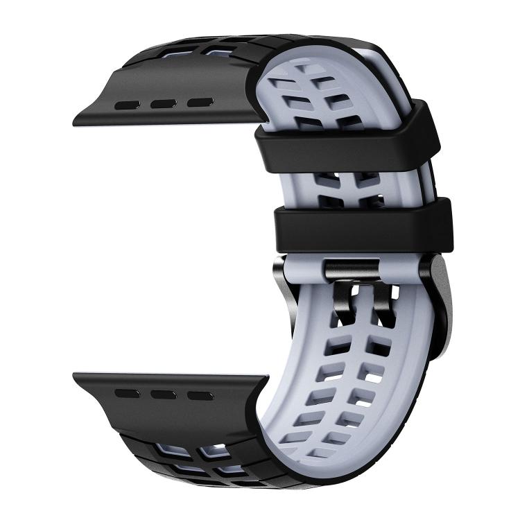 For Apple Watch 49mm / 46mm / 45mm / 44mm Double Holes Two Color Tire Texture Silicone Watch Band