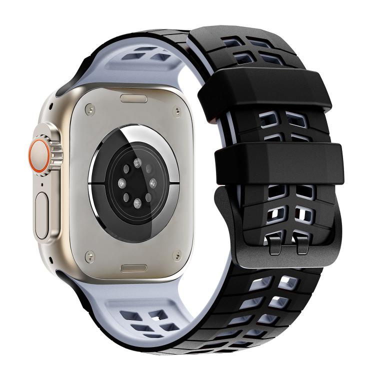 For Apple Watch 49mm / 46mm / 45mm / 44mm Double Holes Two Color Tire Texture Silicone Watch Band
