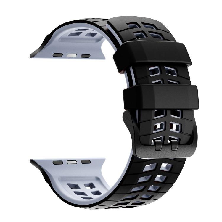For Apple Watch 49mm / 46mm / 45mm / 44mm Double Holes Two Color Tire Texture Silicone Watch Band