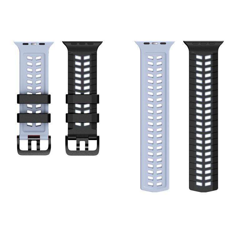 For Apple Watch 49mm / 46mm / 45mm / 44mm Double Holes Two Color Tire Texture Silicone Watch Band
