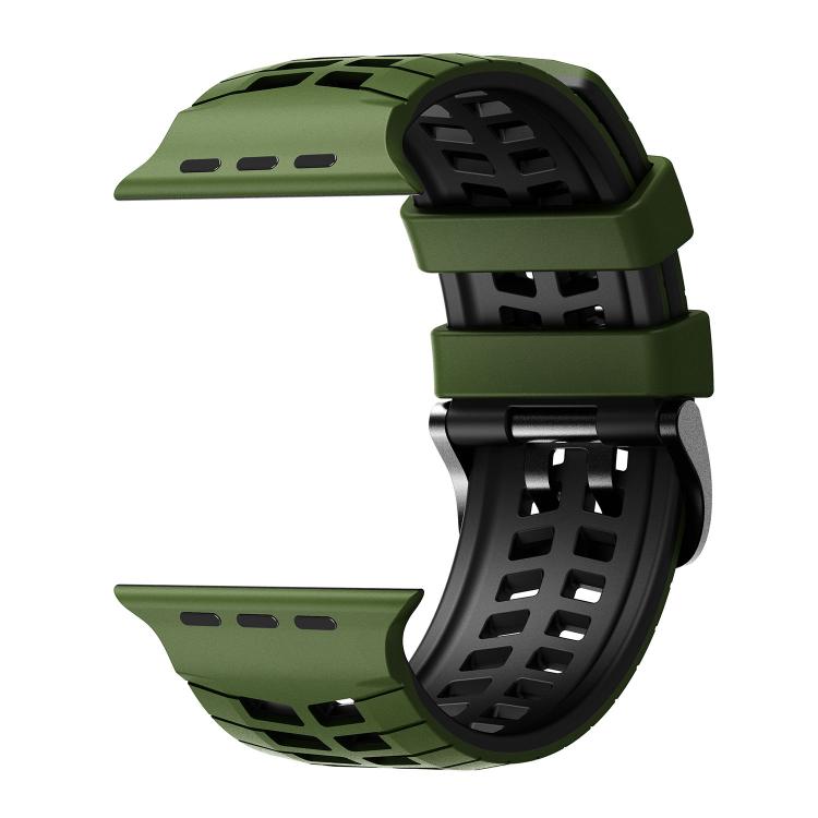 For Apple Watch 49mm / 46mm / 45mm / 44mm Double Holes Two Color Tire Texture Silicone Watch Band
